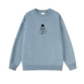 Casual Hand-Painted Blue Long-Sleeve