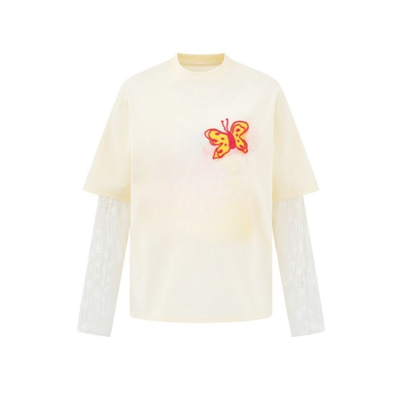 Street Style Butterfly Print Long-Sleeve