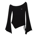 Stylish Irregular Design Black Long-Sleeve